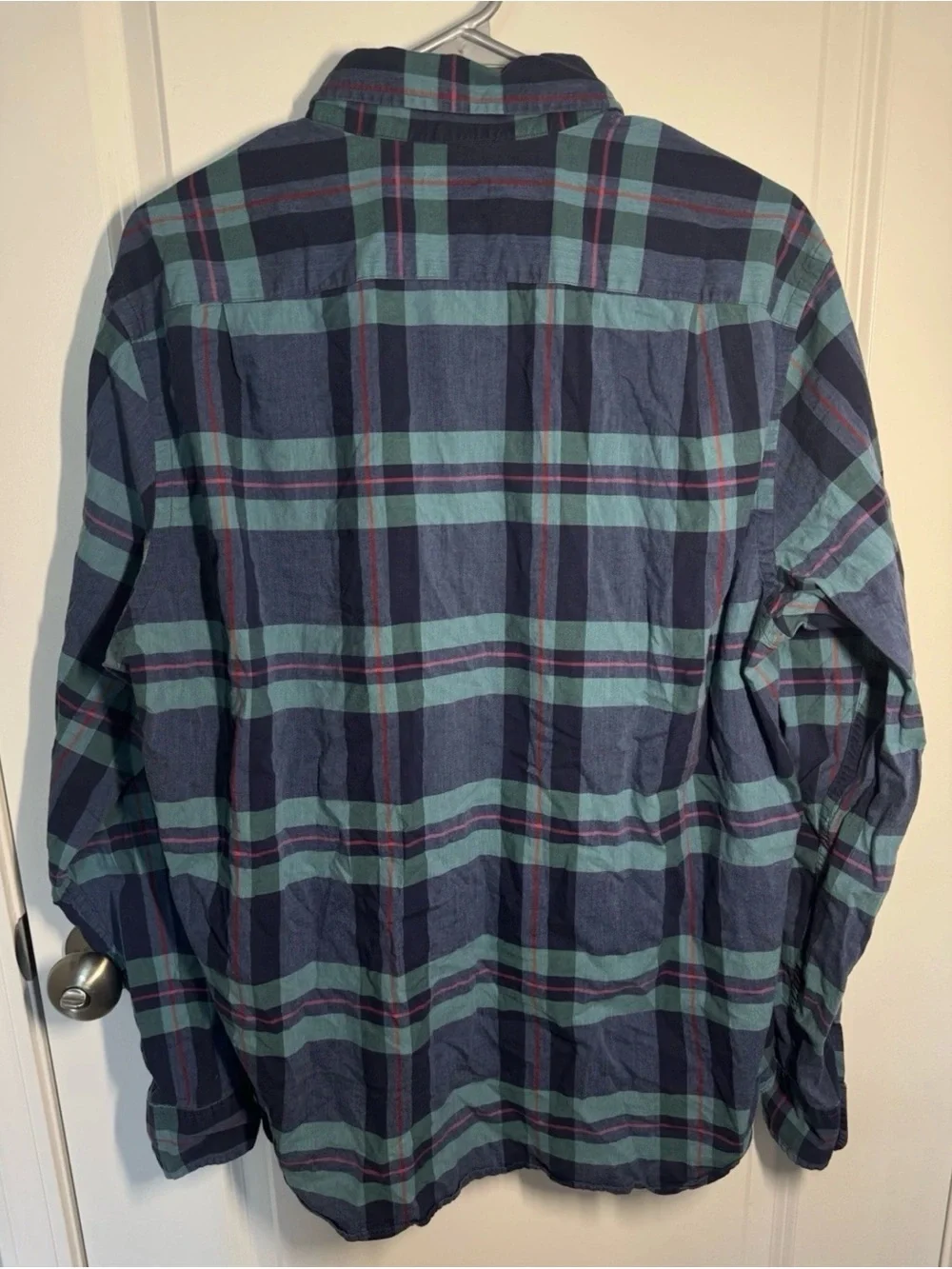 J. Crew Plaid Button-Down Shirt in Navy, Teal and Burgundy